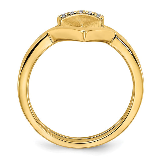 Satin and Polished 1/20 carat Diamond Double Triangle Ring - WBC