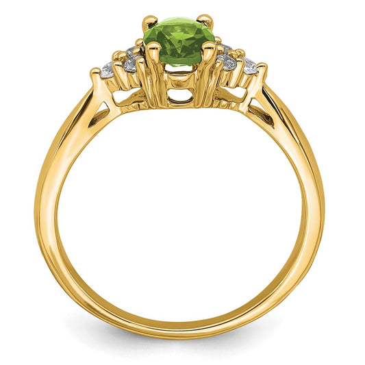 7x5 Oval Peridot and 1/8 carat Diamond Ring - WBC