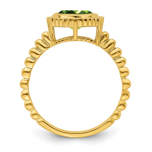 Cushion Peridot Bezel Ring - WBC