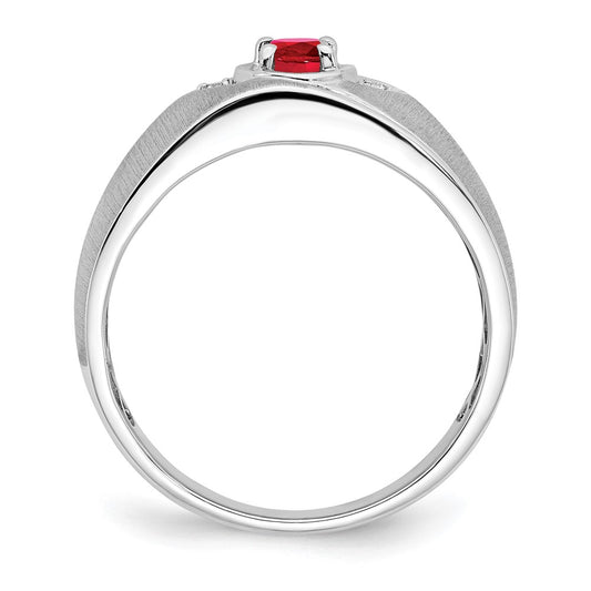 IB Goodman Polished and Satin Oval Ruby and Diamond Mens Ring - WBC