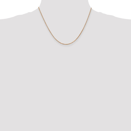 14K Solid Rose Gold Box Link with Lobster Clasp Chain, 1.1mm