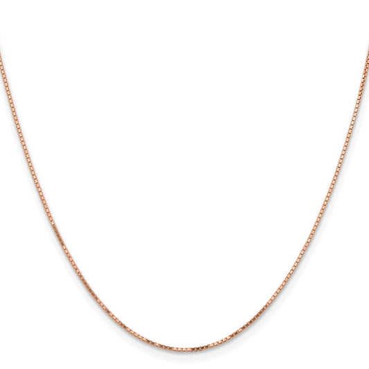 14K Solid Rose Gold Box Link with Lobster Clasp Chain, 0.95mm