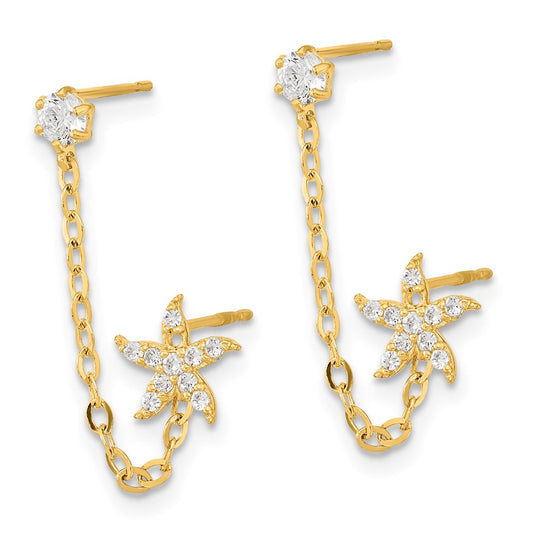 Madi K CZ Starfish Double Post with Chain Single Earring - WBC