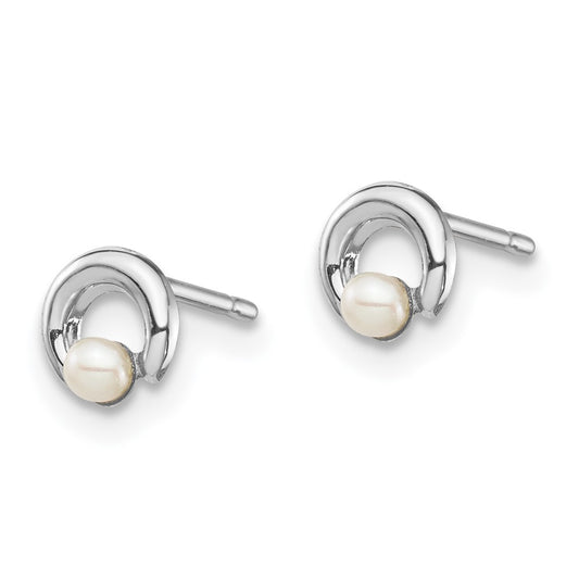 Madi K Button Freshwater Cultured Pearl Circle Post Earrings - WBC