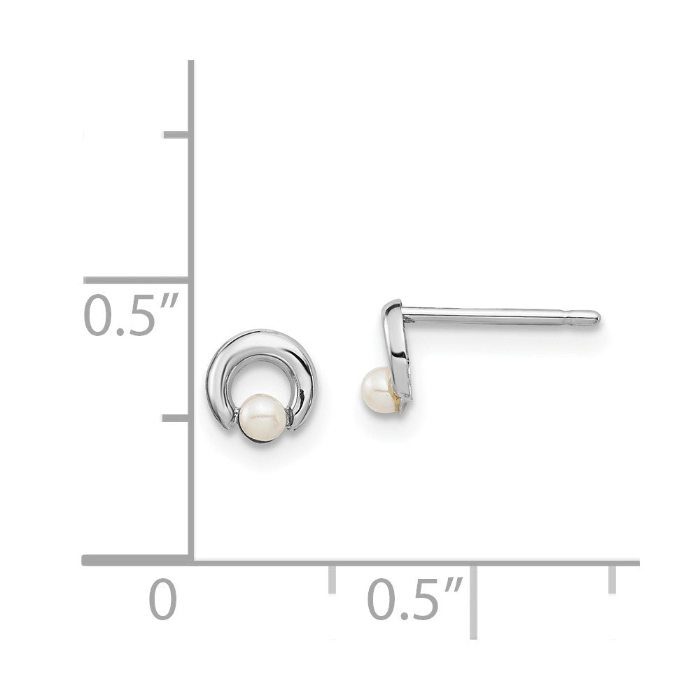 Madi K Button Freshwater Cultured Pearl Circle Post Earrings - WBC