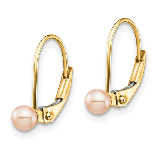 Madi K 3- Pink Round Freshwater Cultured Pearl Leverback Earrings - WBC