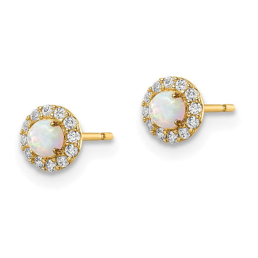 Madi K Children's 14K Gold And Lab Created Opal Stud Earrings, 5.3mm