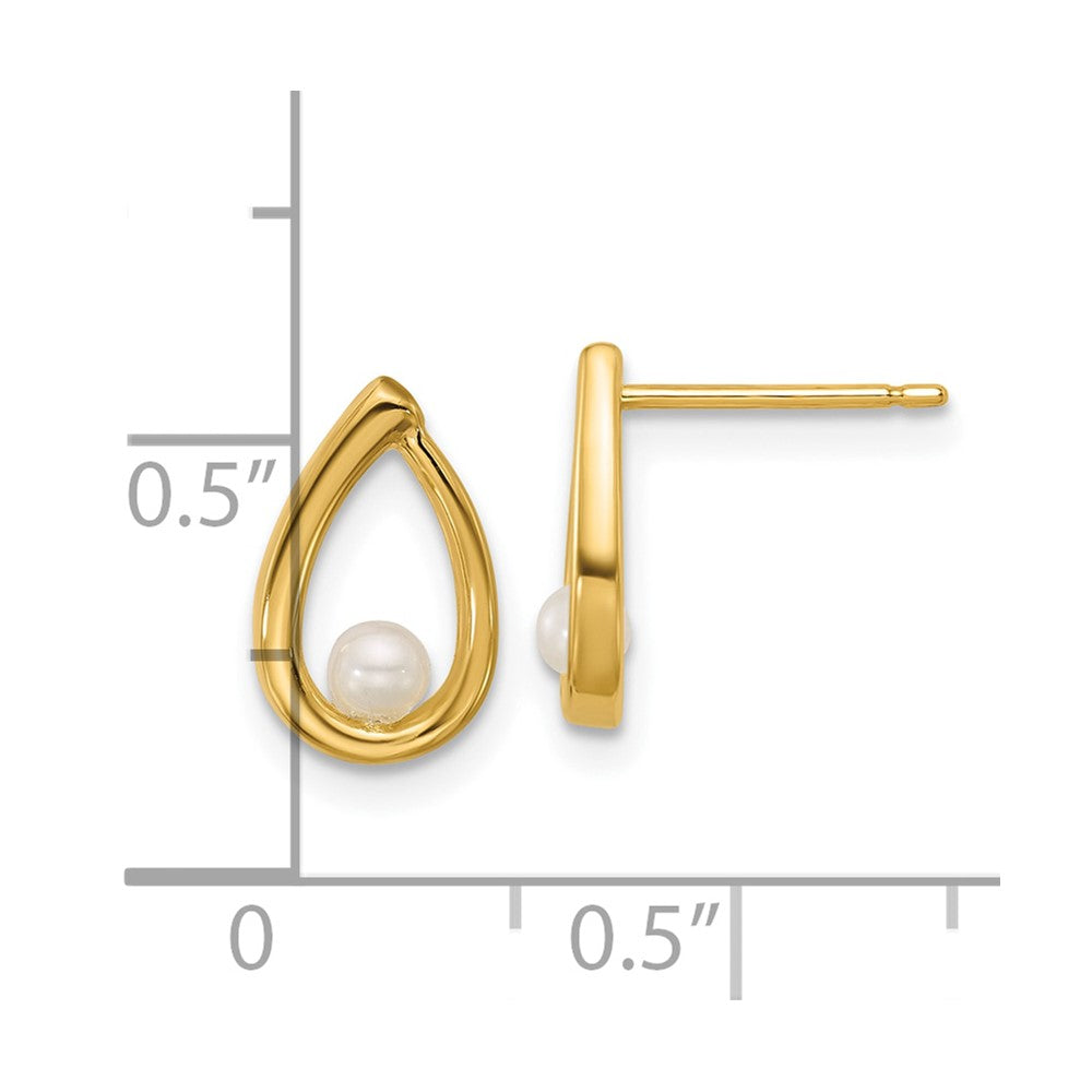 Polished Freshwater Cultured Pearl Teardrop Post Earrings - WBC