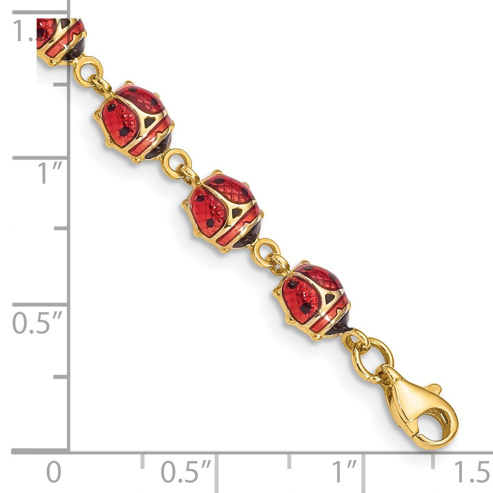 Red and Black Enamel and Resin Ladybug Bracelet - WBC