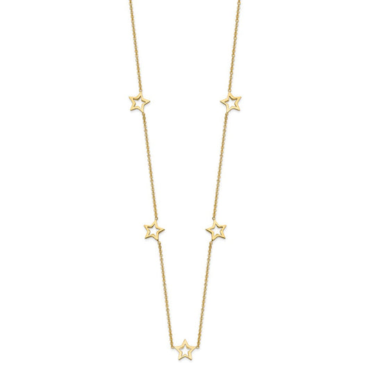 14K Gold Open Stars Necklace Plus Extension