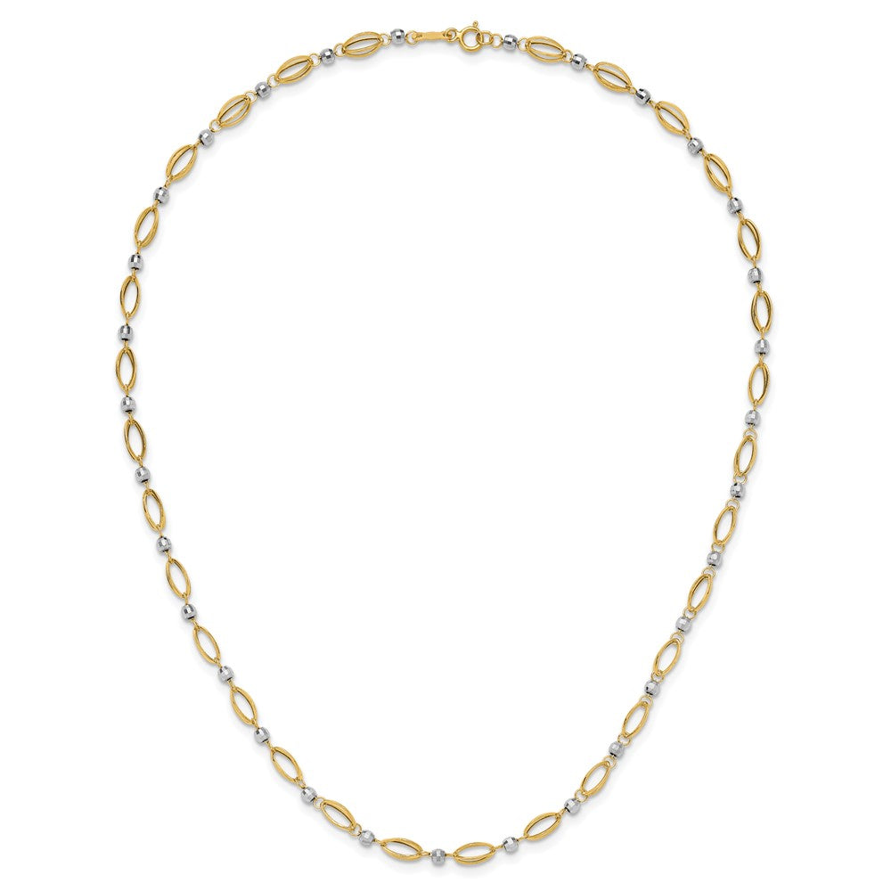 Two-Tone Fancy Oval Link and Mirror Bead Necklace - WBC