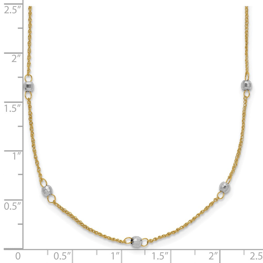 Two-tone Ropa Chain and Mirror Beads Station Necklace Plus Extender - WBC