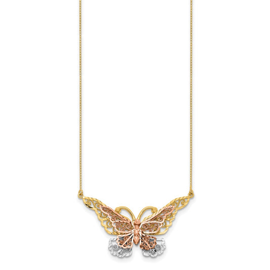 and with Rhodium Large Filigree Butterfly Necklace - WBC