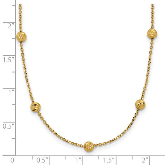 14K Gold Diamond-cut Beads Station Necklace