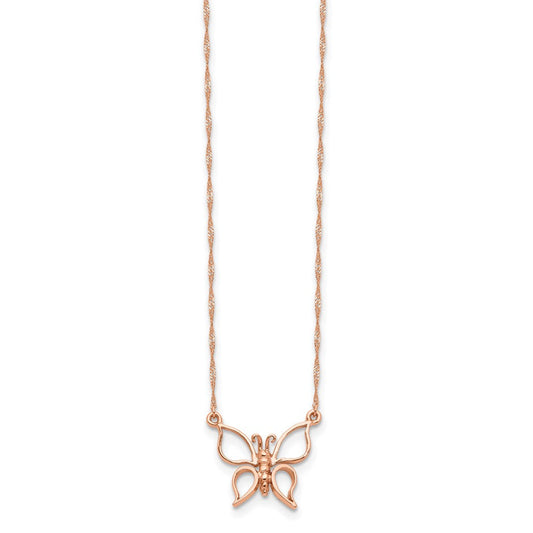 14K White Gold Polished Open Butterfly Necklace