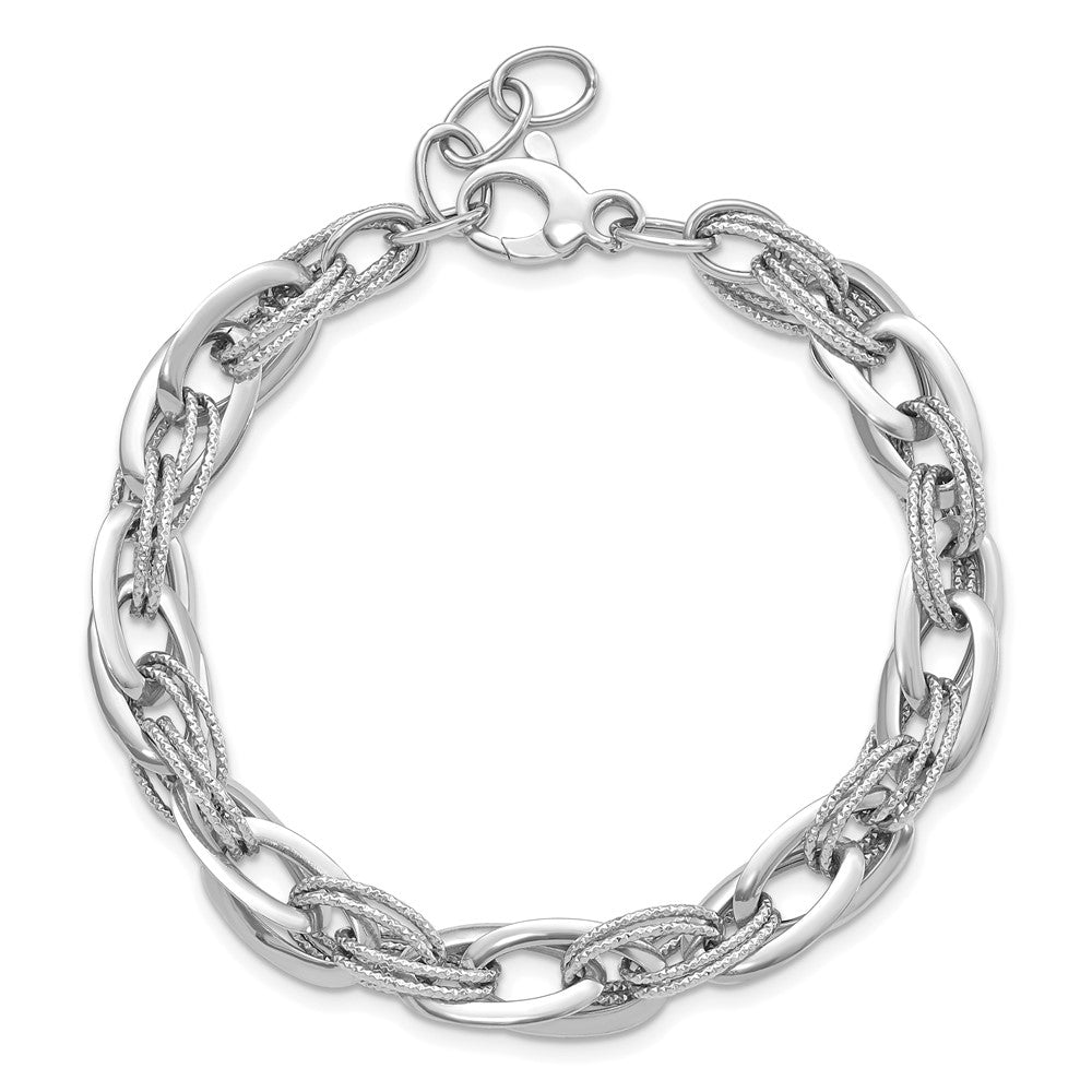 Polished and Textured Fancy Link 8in Bracelet - WBC