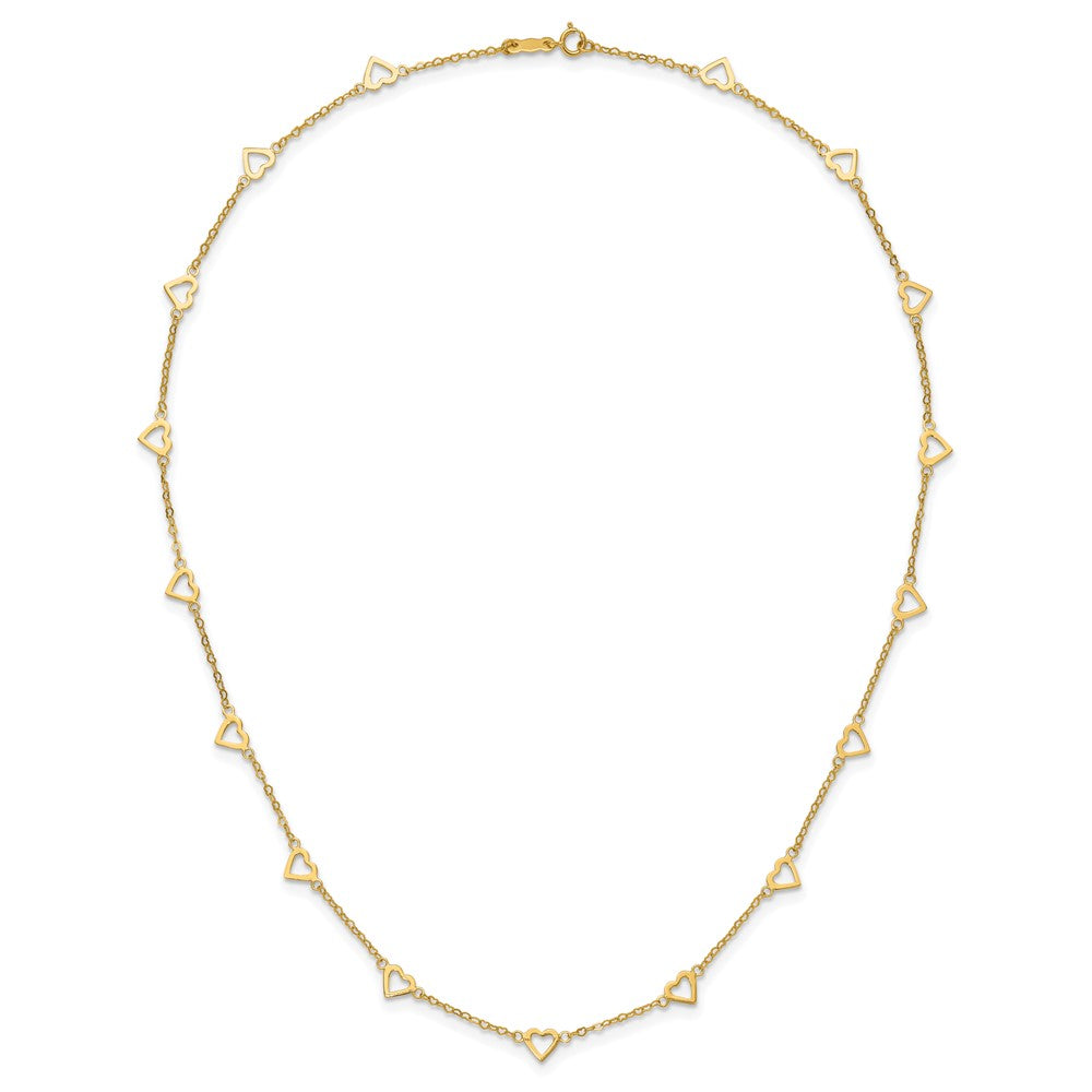 Polished Open Hearts with Heart Link Chain Station Necklace - WBC