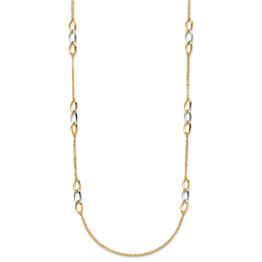 Two-tone Polished w/ .25 in ext. Fancy Link Necklace - WBC