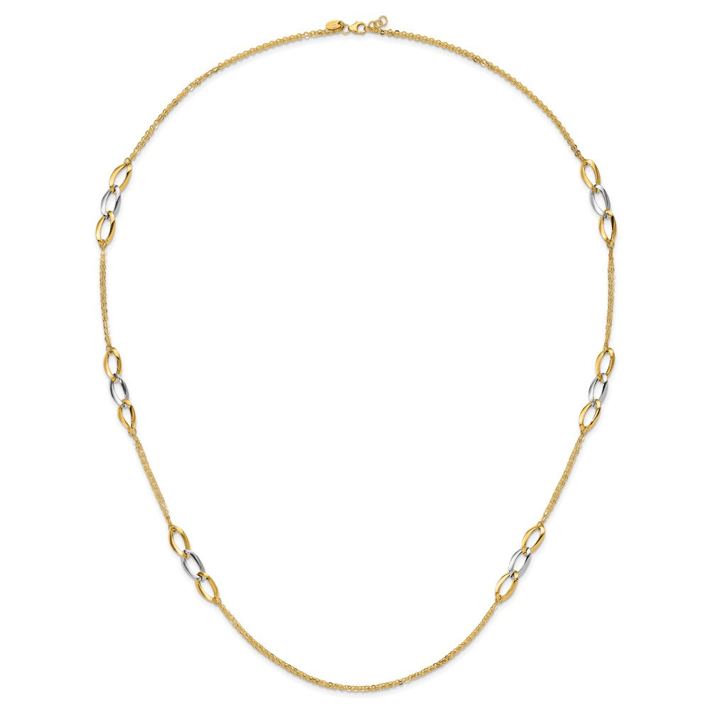Two-tone Polished w/ .25 in ext. Fancy Link Necklace - WBC