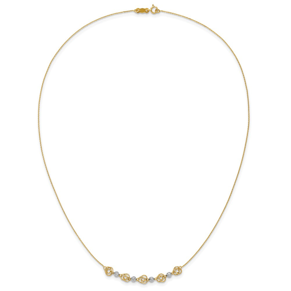 Two-tone Diamond-cut Beads and Love Knots Necklace - WBC