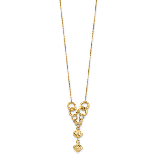 14K Gold Polished & Diamond-Cut with 2 in ext Necklace
