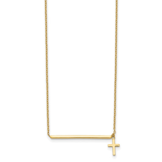 Polished Bar with Dangle Cross Choker Necklace Plus Extender - WBC