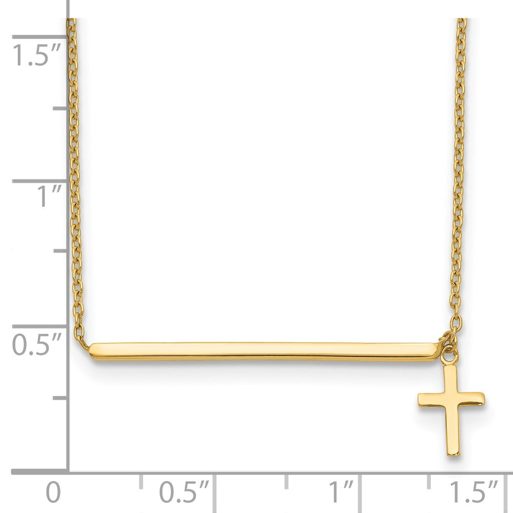 Polished Bar with Dangle Cross Choker Necklace Plus Extender - WBC
