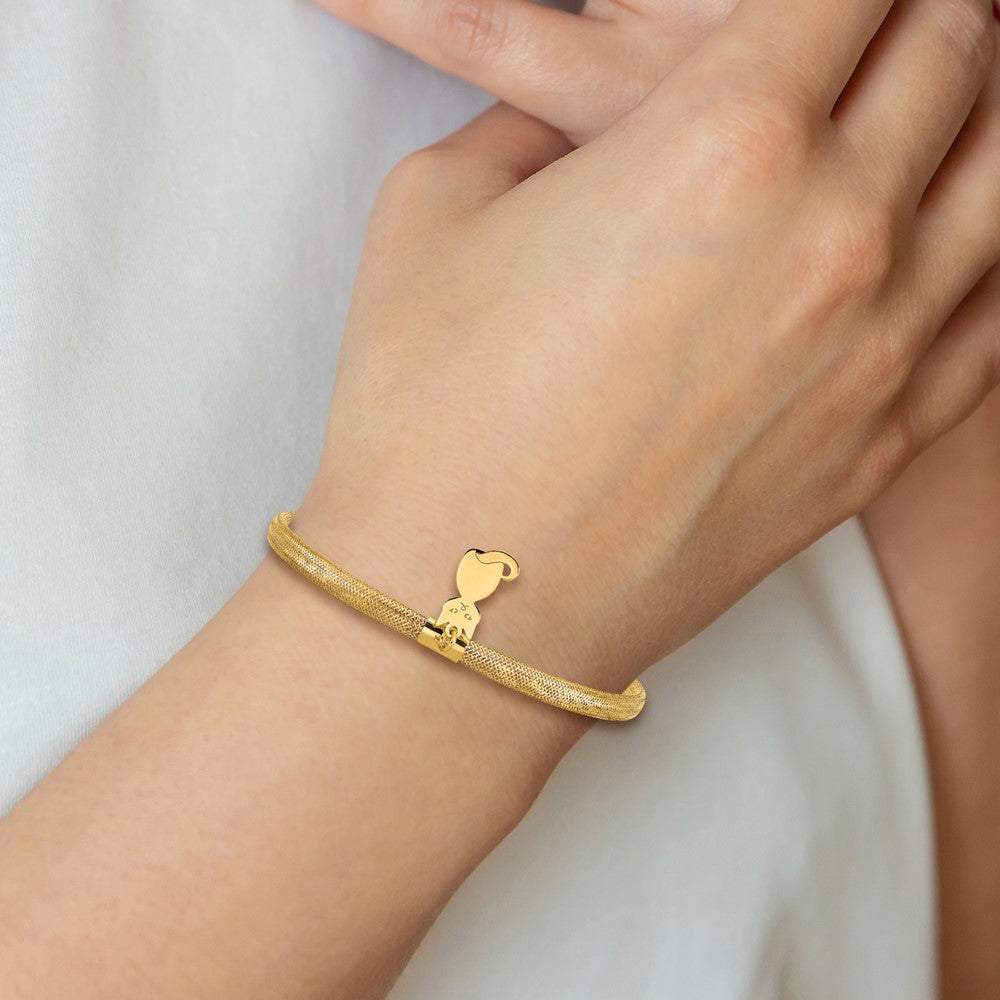 Cat Dangle Woven Mesh Slip-on Stretch Bracelet - WBC