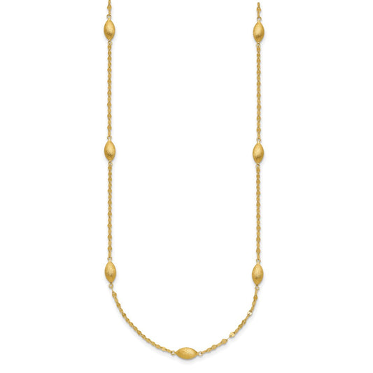 Diamond-cut Chain with Satin Oval Beads Necklace - WBC