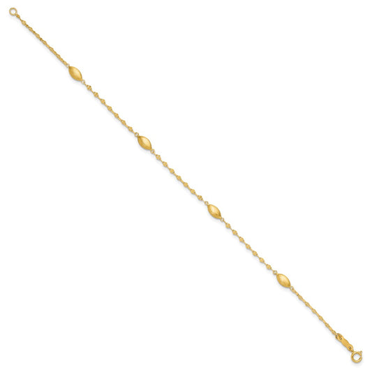 Diamond-cut Chain with Satin Oval Beads Bracelet - WBC
