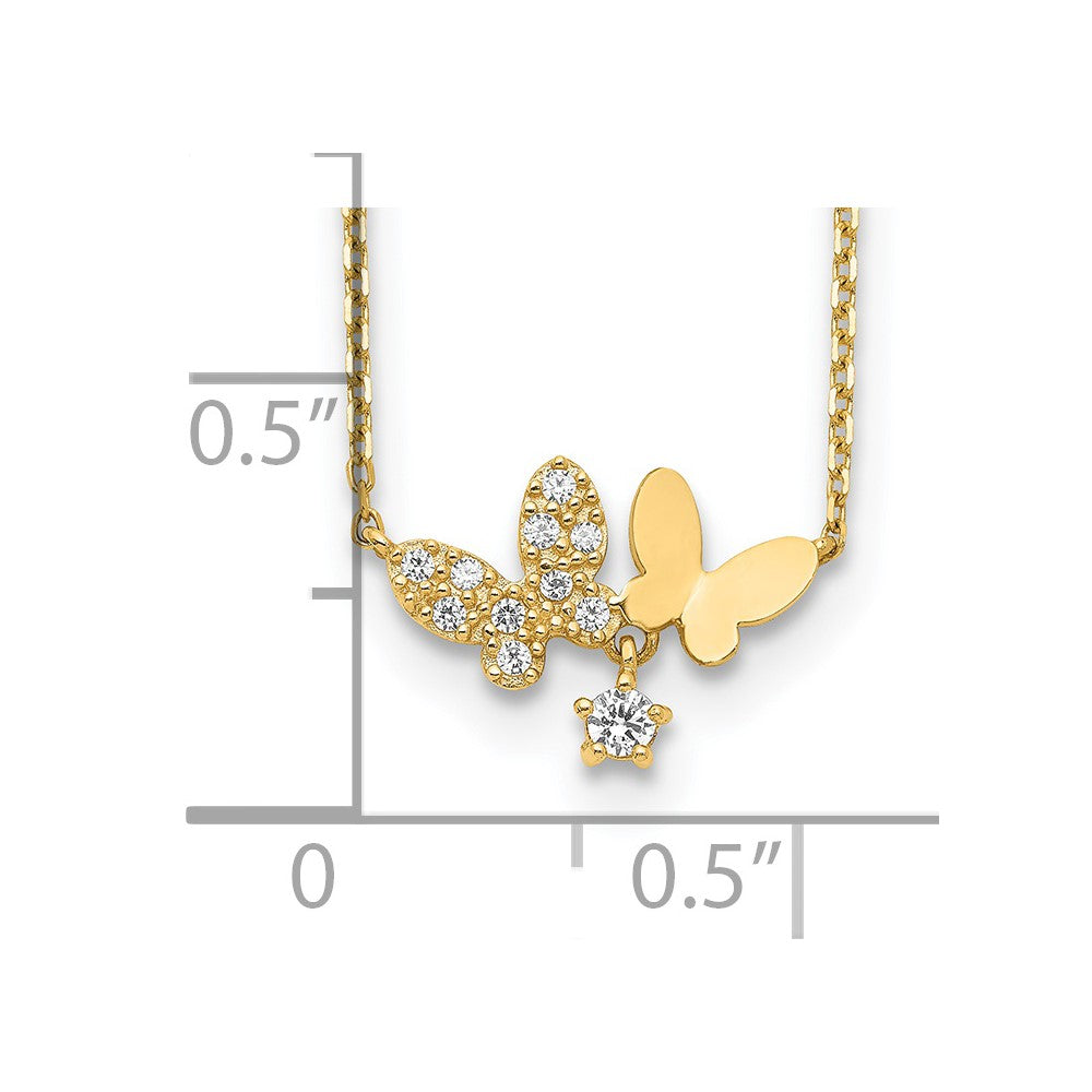 Polished CZ Butterflies and Star Necklace Plus Extender - WBC