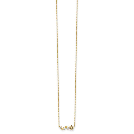 Diamond-Cut Star CZ with 2IN EXT Necklace - WBC