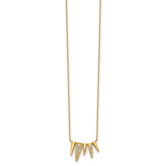 14K Gold Decorated Triangles with 2IN Ext Necklace