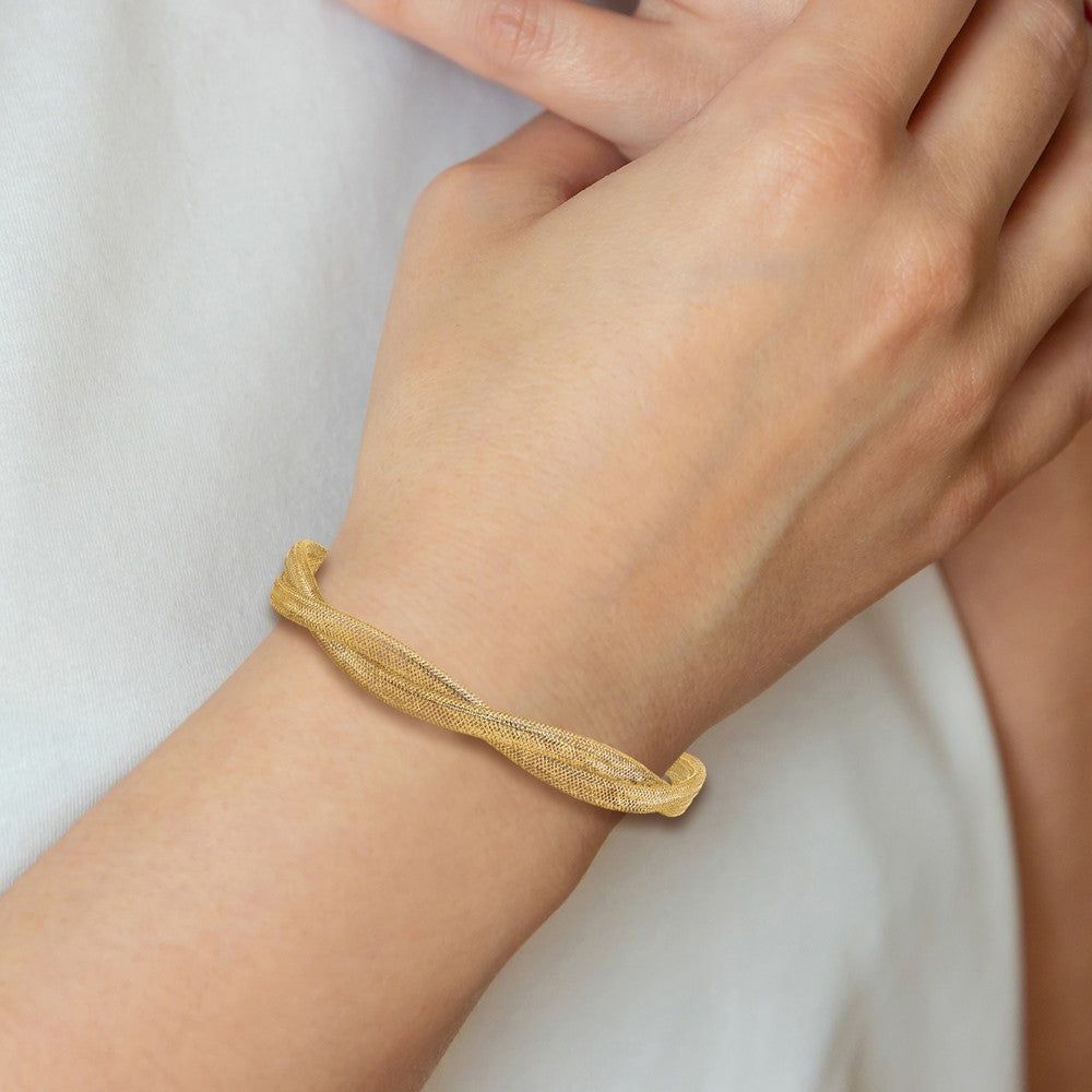 Twisted Woven Mesh Slip-on Stretch Bracelet - WBC