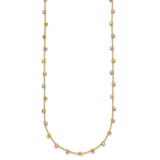 Tri-color Polished Diamond-cut Fancy Beaded Necklace - WBC