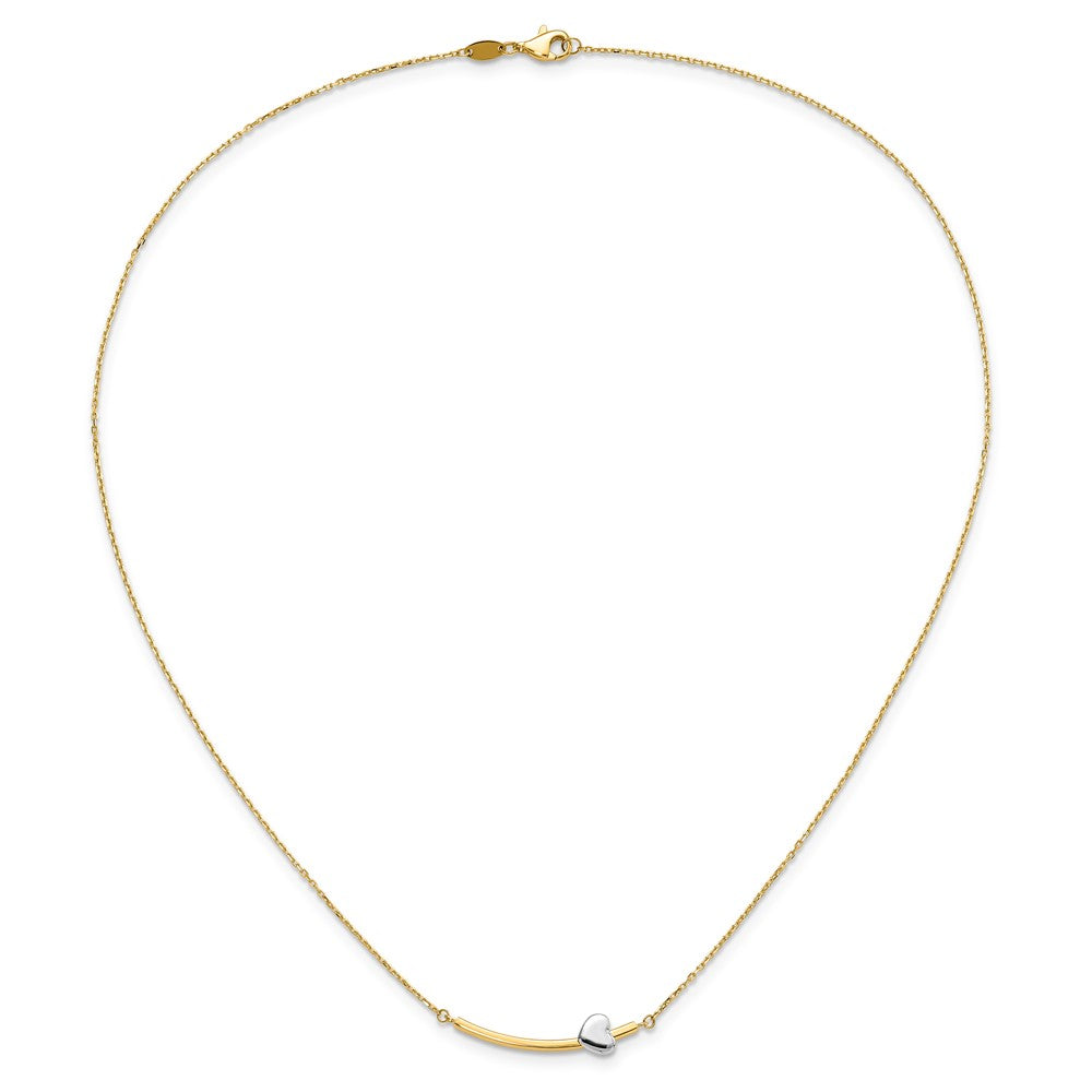Two-tone Curved Bar with Heart Necklace - WBC