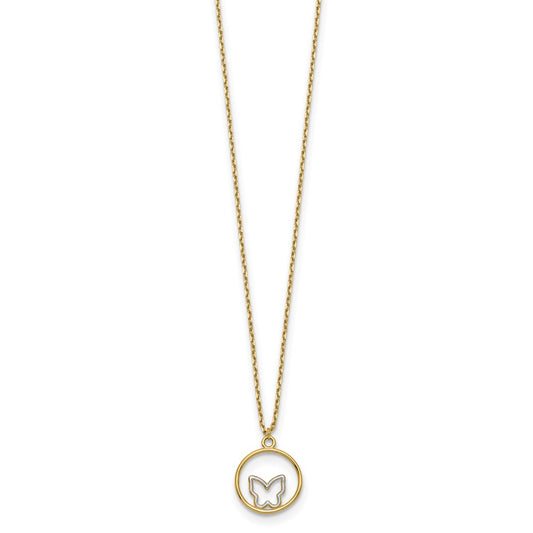 w/Rhodium Butterfly in Circle Necklace - WBC