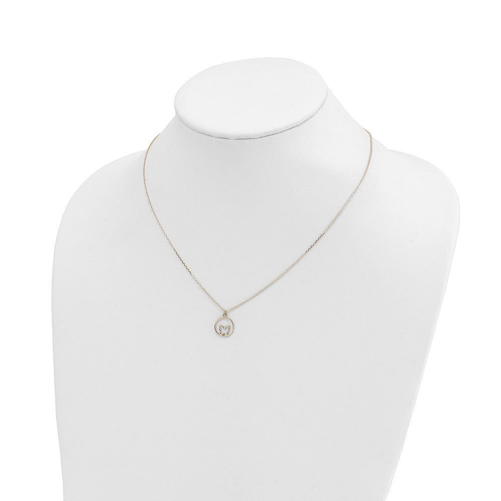 w/Rhodium Butterfly in Circle Necklace - WBC