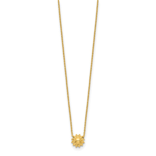 14K Gold Polished Puffed Sun Inti Necklace