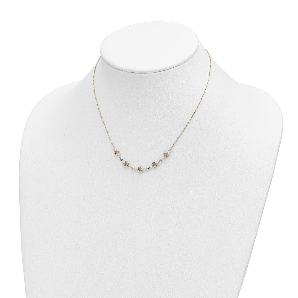 Two-tone Polished Love Knots with Mirror Beads Necklace Plus Extender - WBC
