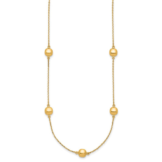 14K Gold Polished Beads 5-Station Necklace Plus Extender