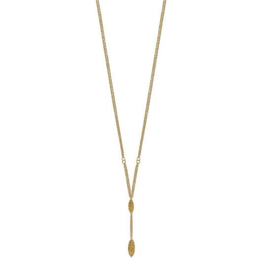 14K Gold Fancy Y Diamond-cut Drop with 1in ext. Necklace