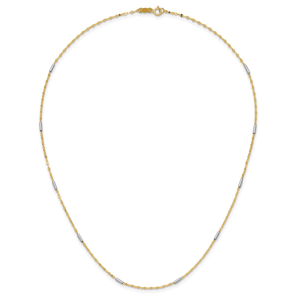 Two-tone Diamond-cut Chain and Mini Bar Links Fancy Necklace - WBC