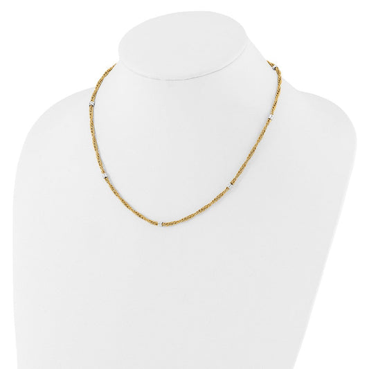 14K Two-Tone Gold Polished Fancy Beaded 7-Station Necklace