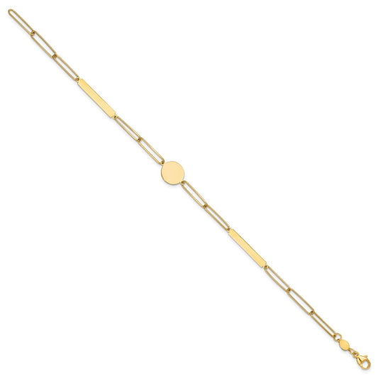 Polished Paperclip Link with Circle and Bars Bracelet - WBC