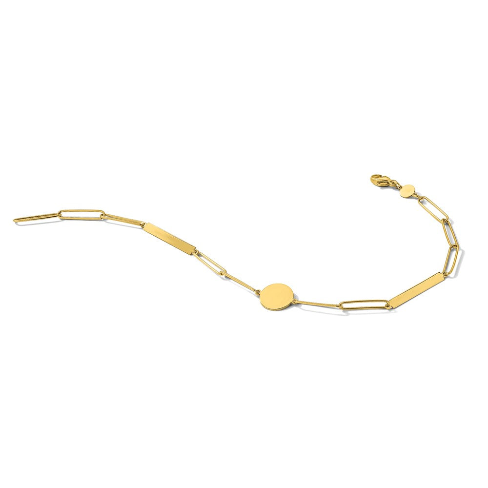 Polished Paperclip Link with Circle and Bars Bracelet - WBC