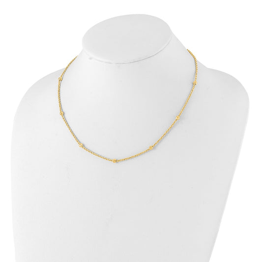 Mirror Beads and Diamond-cut Rope Chain 7-Station Necklace - WBC
