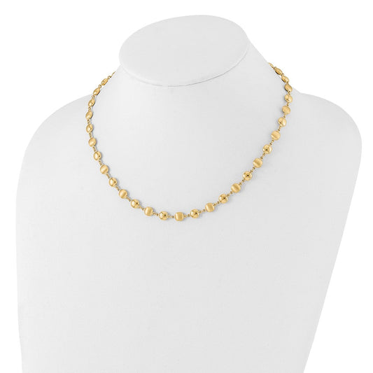 14K Gold Polished & Satin Puffed Circles Necklace