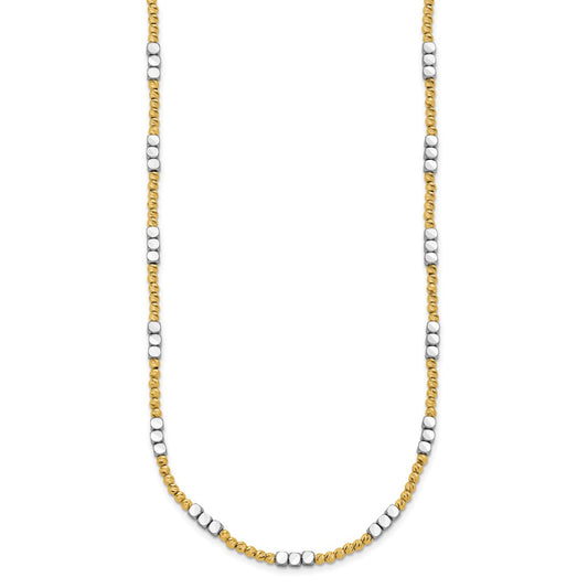 Two-tone Diamond-cut Round and Square Beaded Necklace - WBC