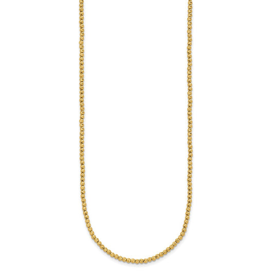 14K Gold Polished & Diamond-cut Round Beaded Necklace